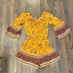 Mudd Yellow Romper Size Kids 14 Flared Sleeves Boho